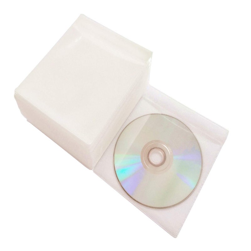 Baocool 100 Pack Premium CD DVD Sleeves,Thick Non-Woven Material Double-Sided Refill Plastic Sleeve for CD and DVD Storage Binders Disc Case (Yellow) - Image 1
